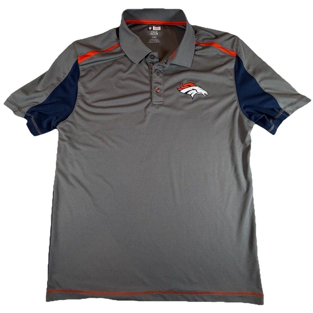 NFL Team Denver Broncos Polo Men's Sz L Gray TX3 Cool Shirt‎ Officially Licensed